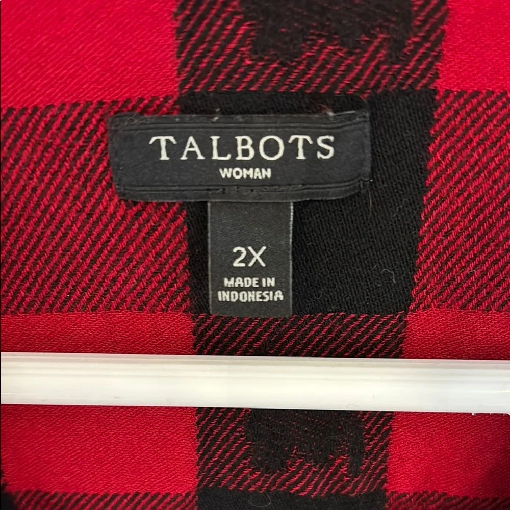 Talbots Red Buffalo Plaid Scottie Dogs Stretch Shirt Size 2X